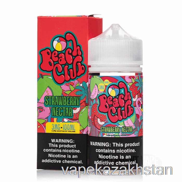 Vape Disposable Strawberry Nectar - Beach Club - 100mL 6mg